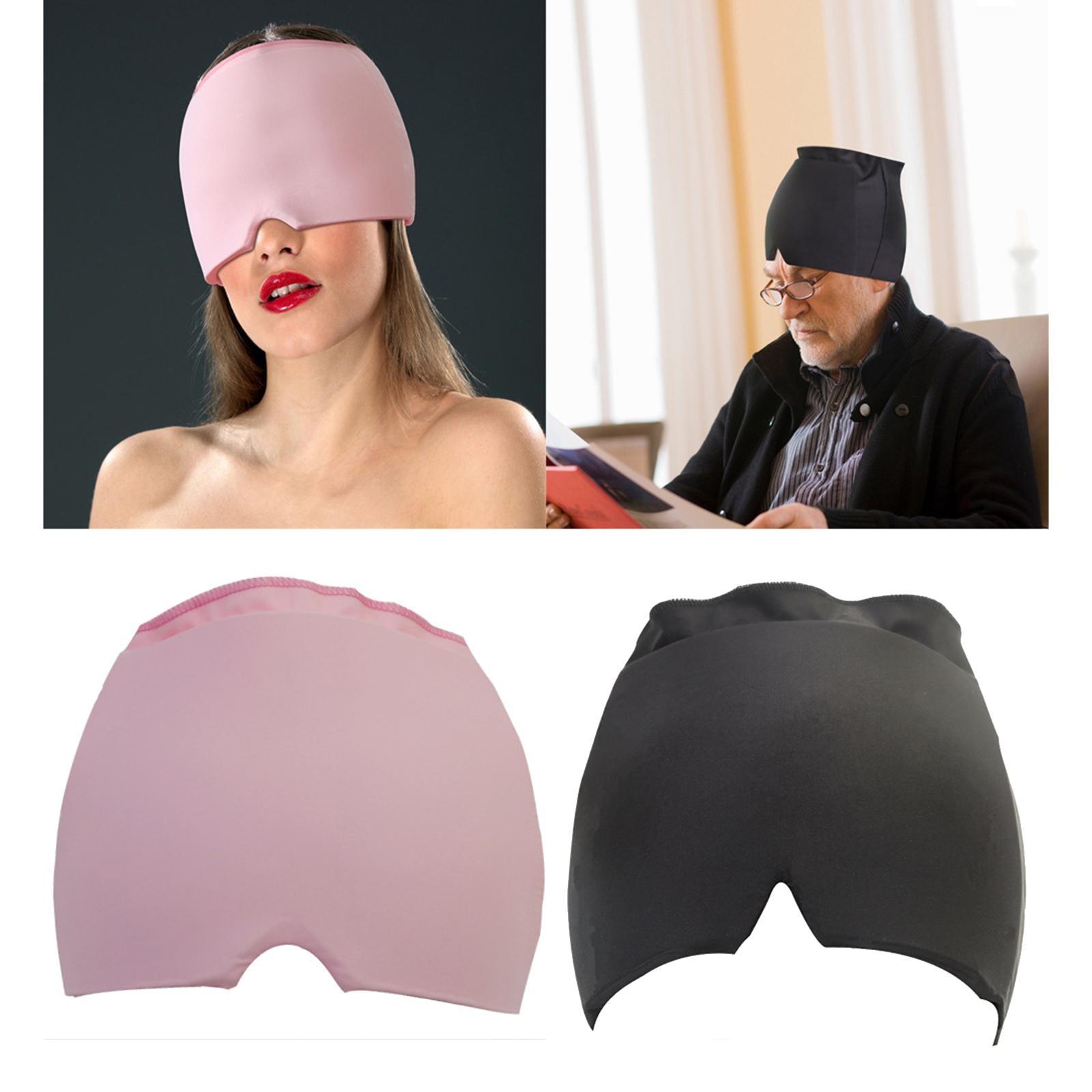 Ice Pack Head Wrap Adjustable Top and Side for Migraine Pain Relieving Black