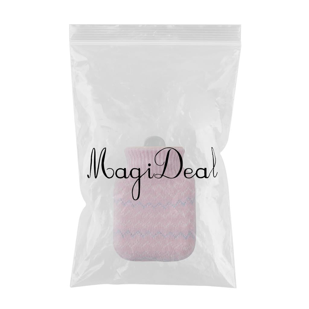 Silicone Hot Water Bottle with Hand Pocket Cover Hand Warmer for Women Pink