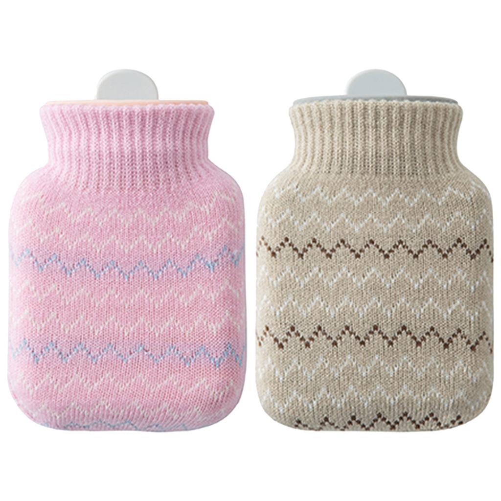 Silicone Hot Water Bottle with Hand Pocket Cover Hand Warmer for Women Pink