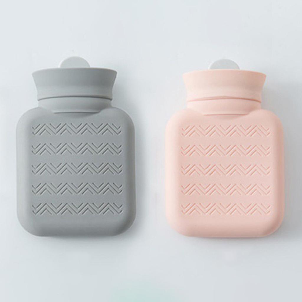 Silicone Hot Water Bottle with Hand Pocket Cover Hand Warmer for Women Pink
