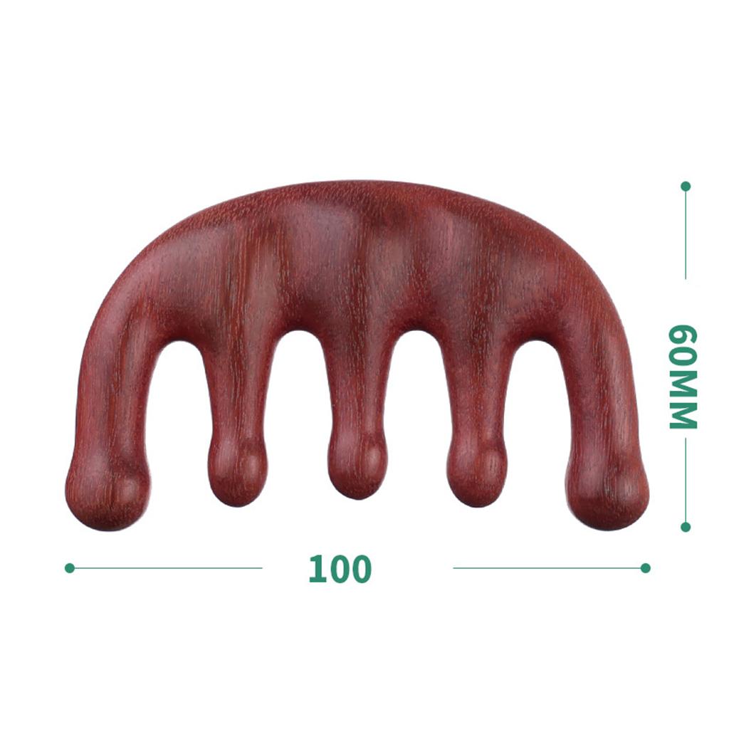 Wood Facial Massage Comb Massager Handmade Head Scalp Massage for Women Men Red