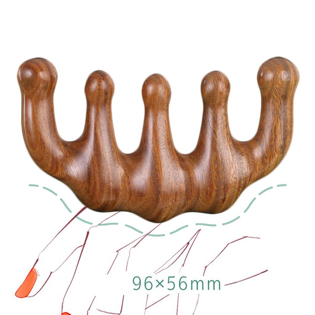 Wood Facial Massage Comb Massager Handmade Head Scalp Massage for Women Men Brown