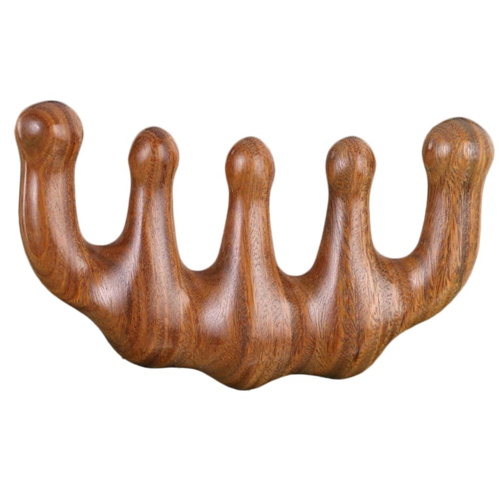 Wood Facial Massage Comb Massager Handmade Head Scalp Massage for Women Men Brown