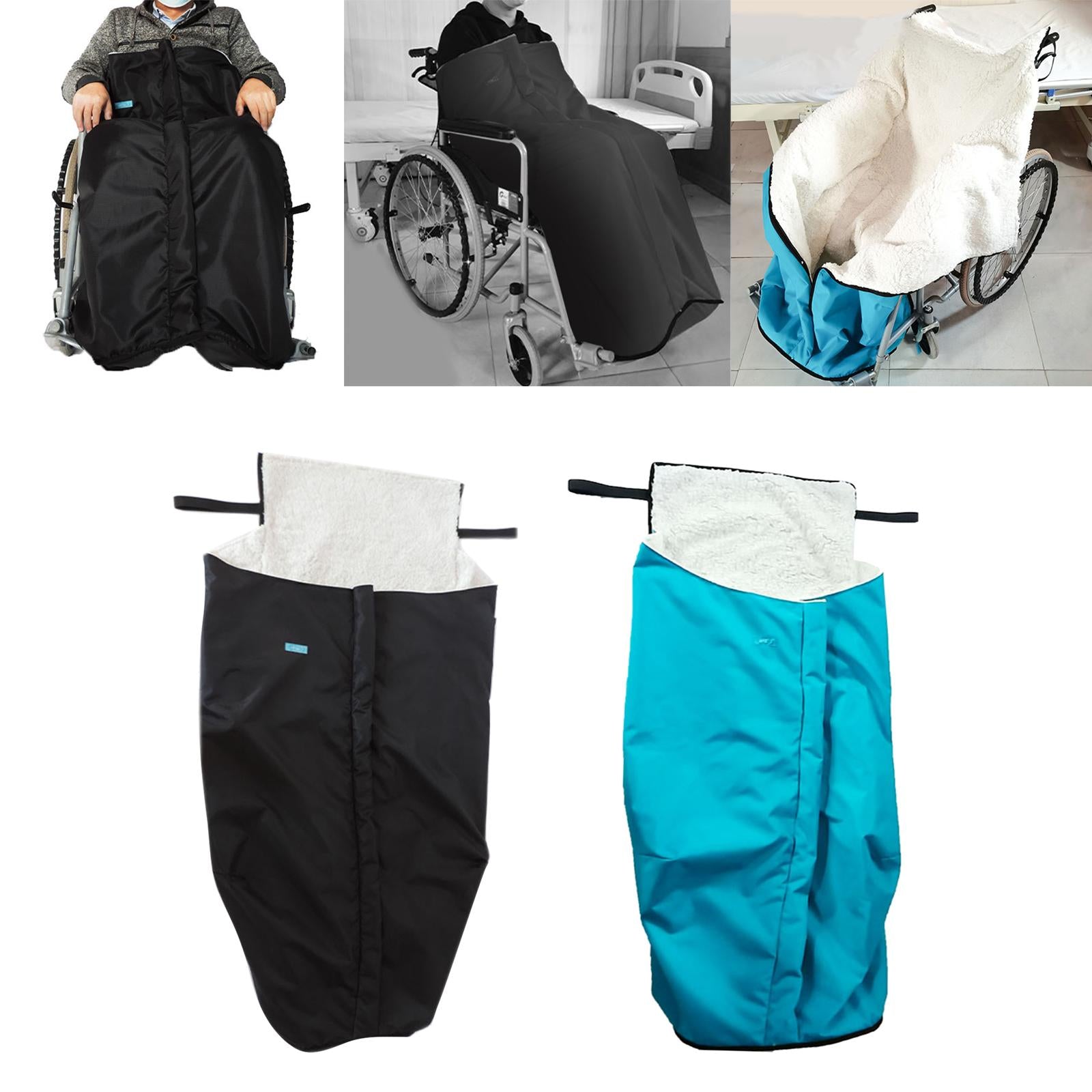 Winter Thick Plush Fleece Lined Wheelchair Blanket for Elderly Black