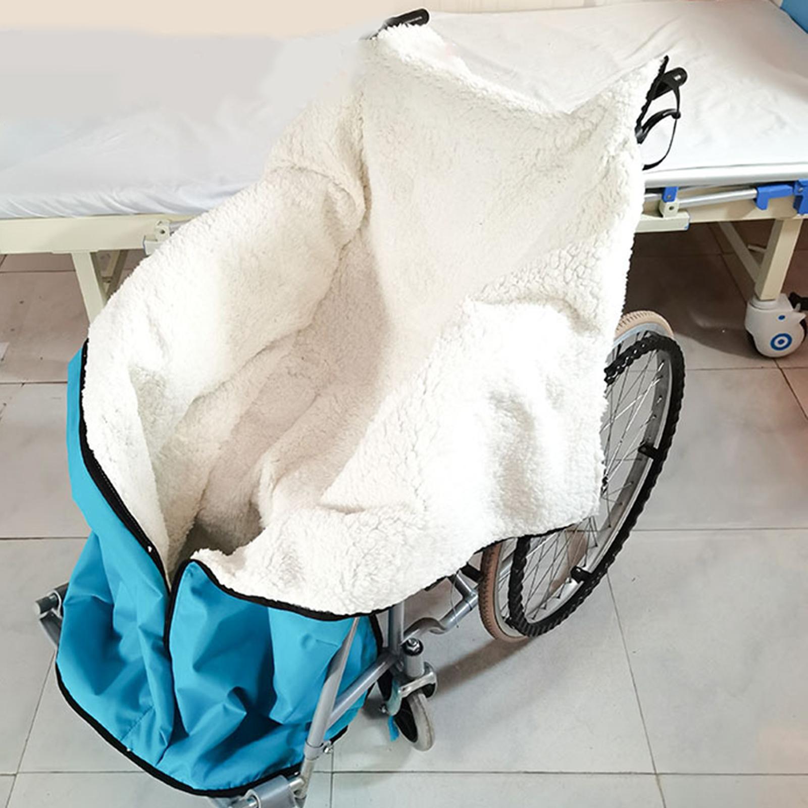 Winter Thick Plush Fleece Lined Wheelchair Blanket for Elderly Blue