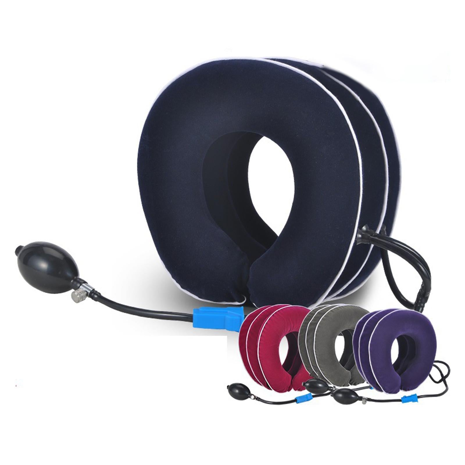 Cervical Vertebra Traction Device Inflatable Metal Ball for Office blue