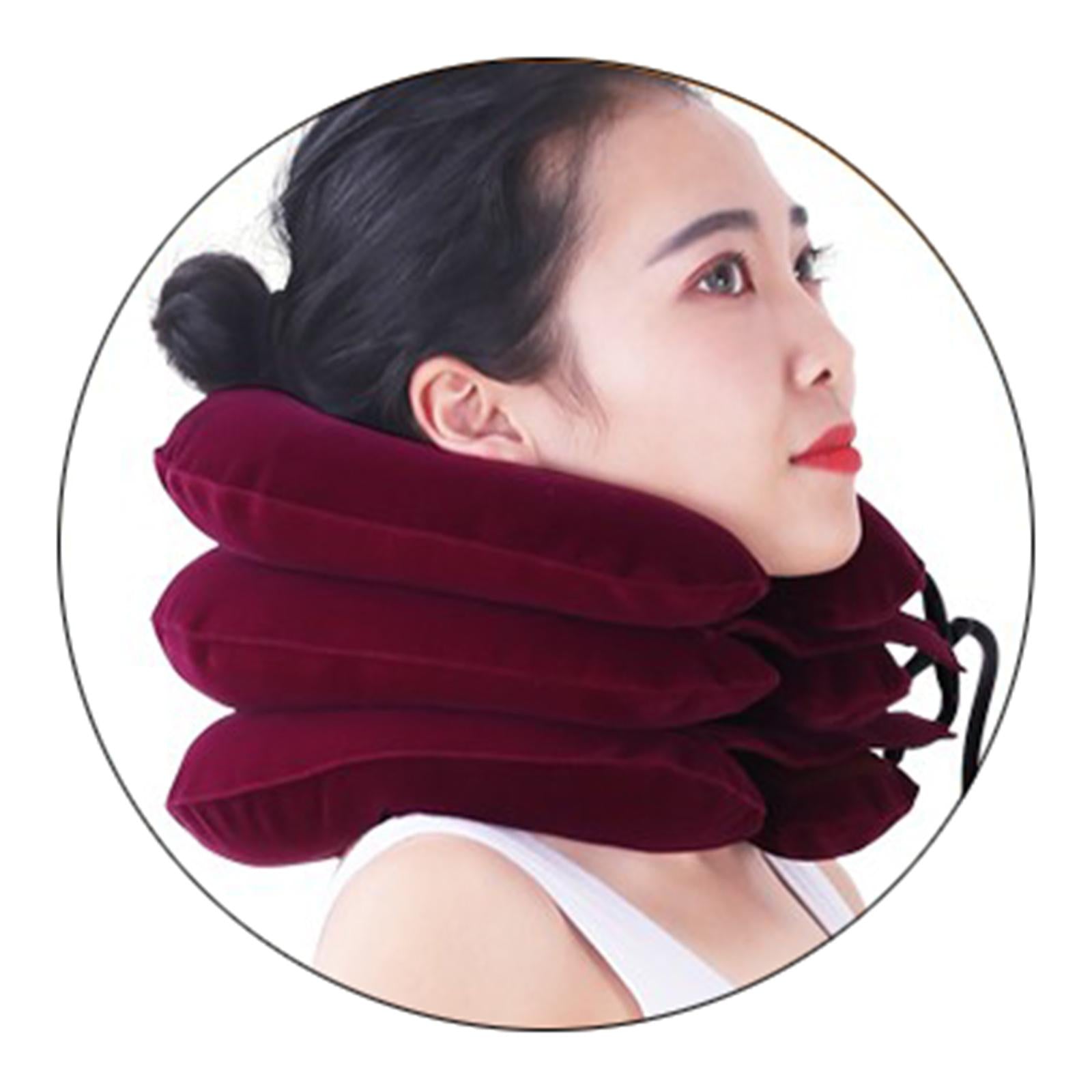 Cervical Vertebra Traction Device Inflatable Metal Ball for Office blue