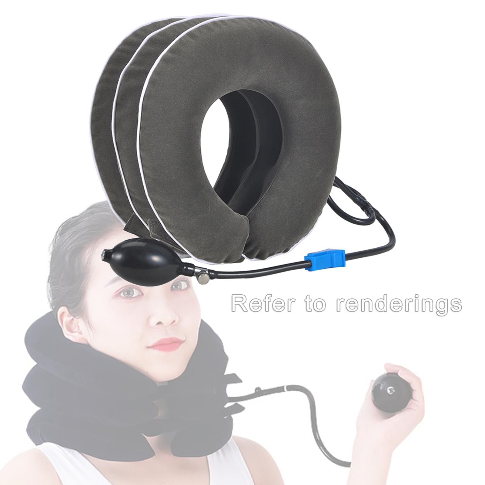Cervical Vertebra Traction Device Inflatable Metal Ball for Office gray