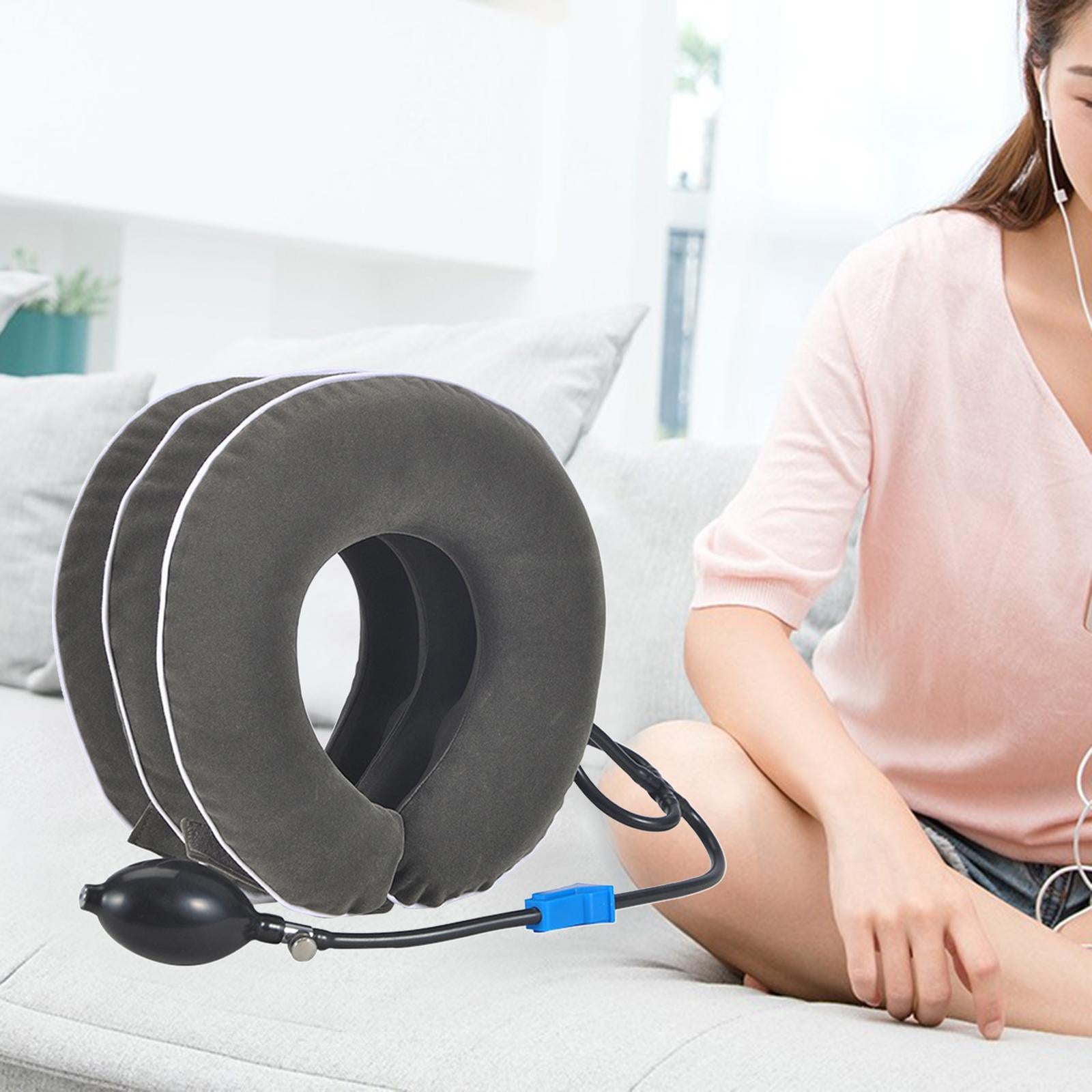 Cervical Vertebra Traction Device Inflatable Metal Ball for Office gray