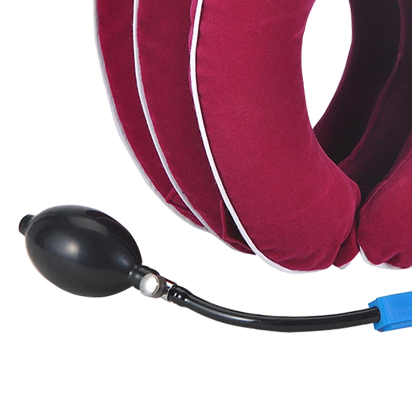 Cervical Vertebra Traction Device Inflatable Metal Ball for Office Rose red