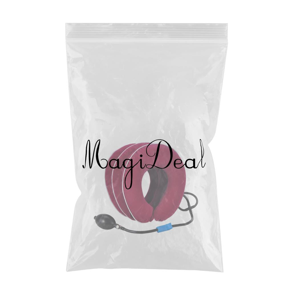 Cervical Vertebra Traction Device Inflatable Metal Ball for Office Rose red