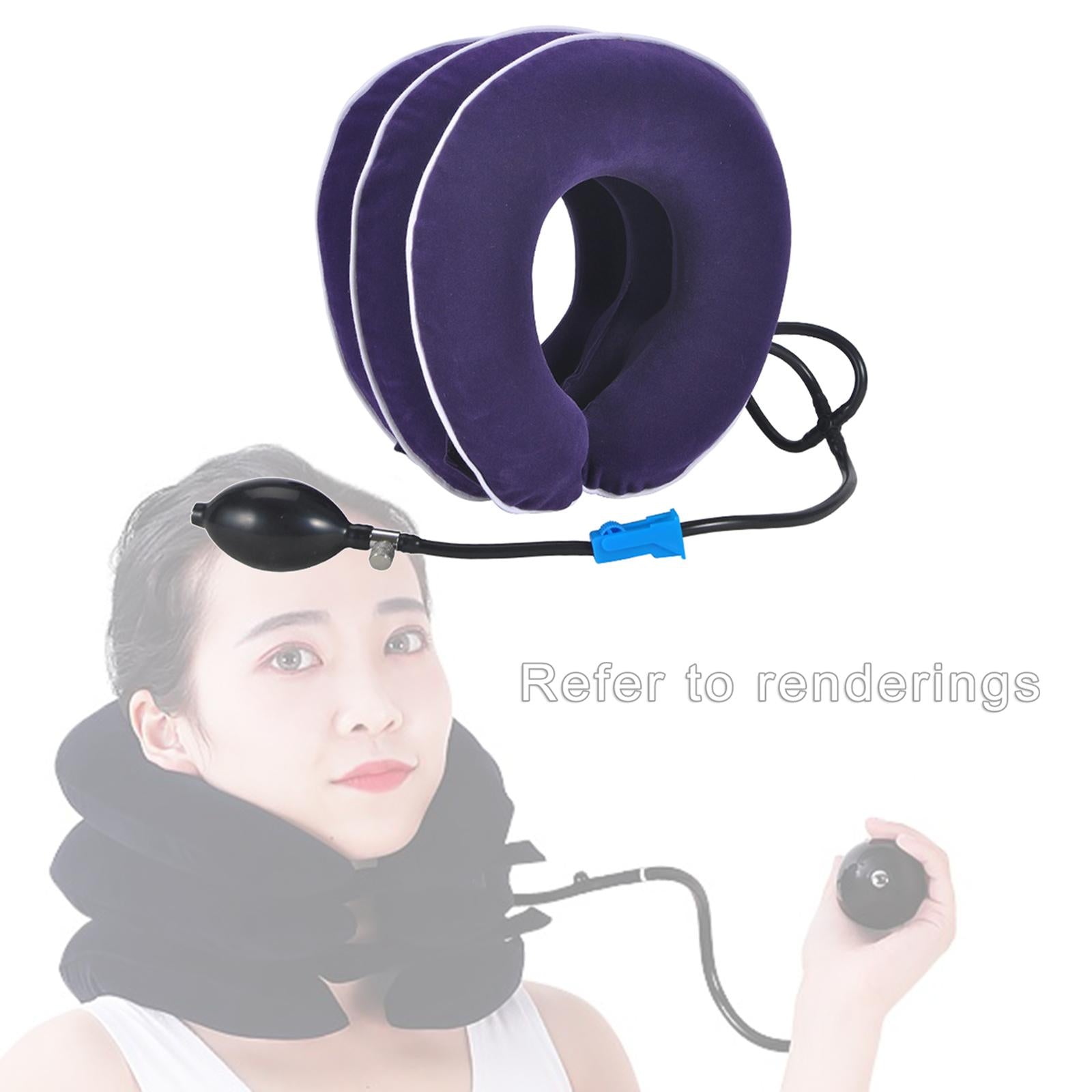 Cervical Vertebra Traction Device Inflatable Metal Ball for Office purple