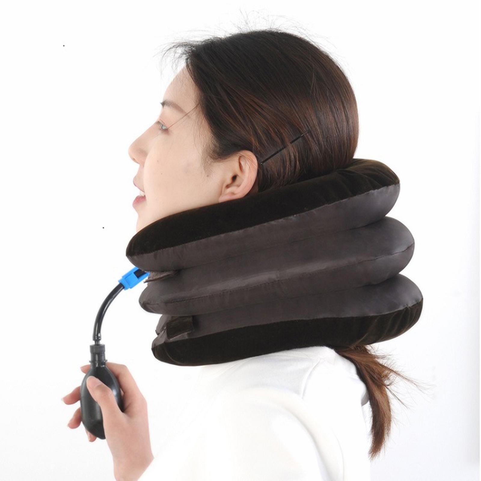 Neck Brace Single Pipe Inflatable Pillow Stretcher Neck Guard for Men coffee
