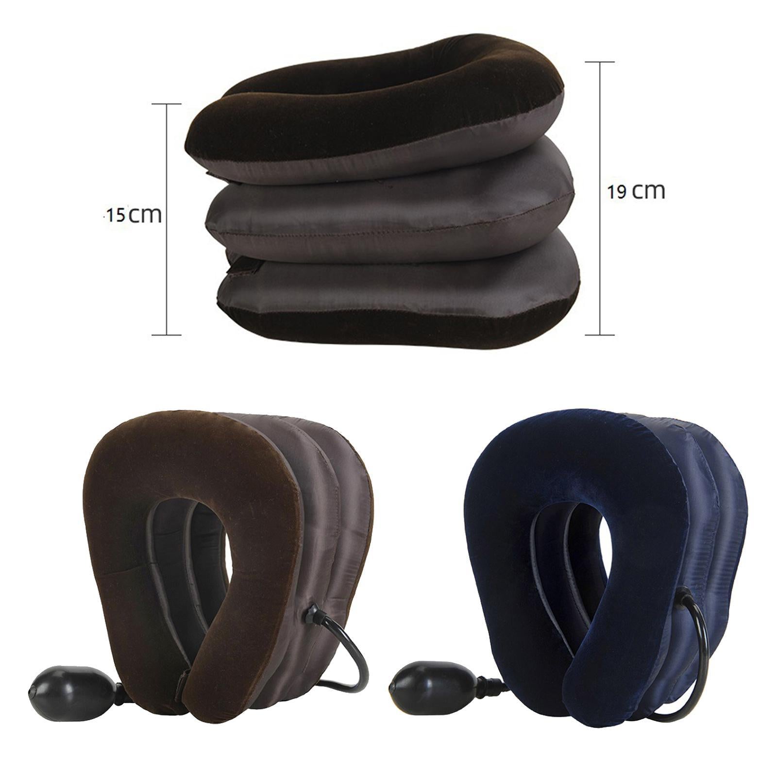 Neck Brace Single Pipe Inflatable Pillow Stretcher Neck Guard for Men blue