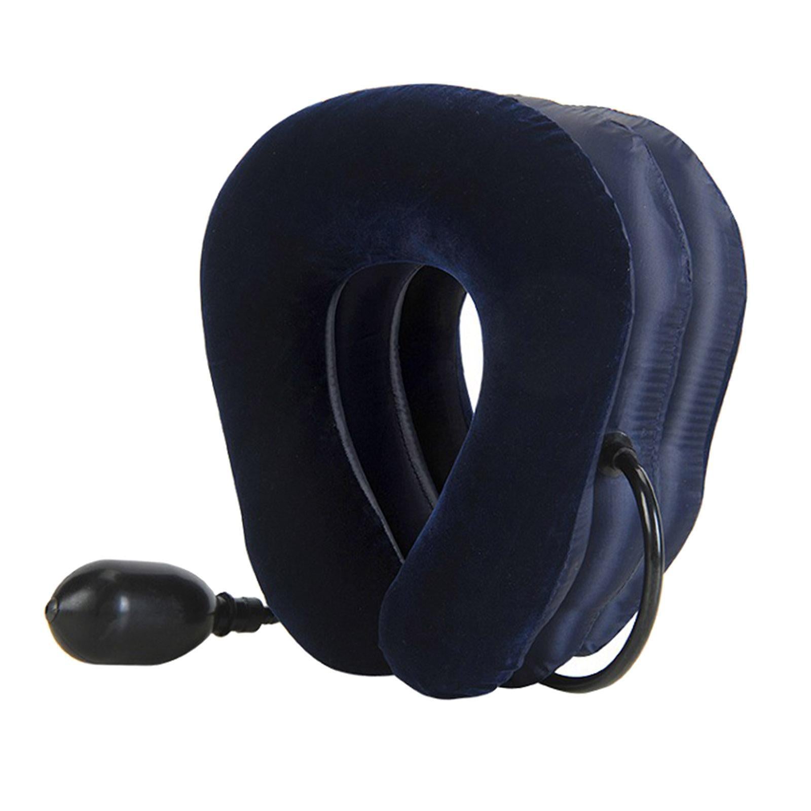 Neck Brace Single Pipe Inflatable Pillow Stretcher Neck Guard for Men blue