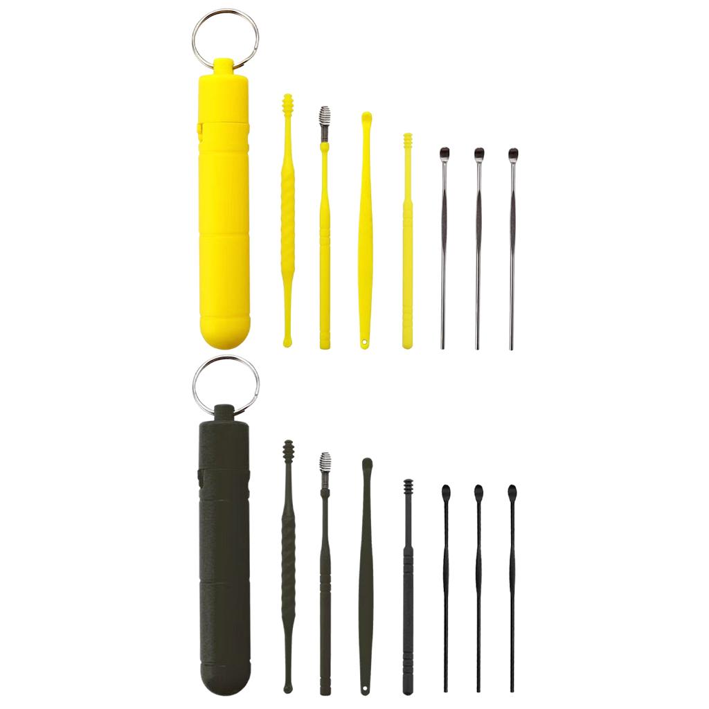 7Pcs Ear Wax Removal Tool Stainless Steel Smooth Ear Care Household Yellow