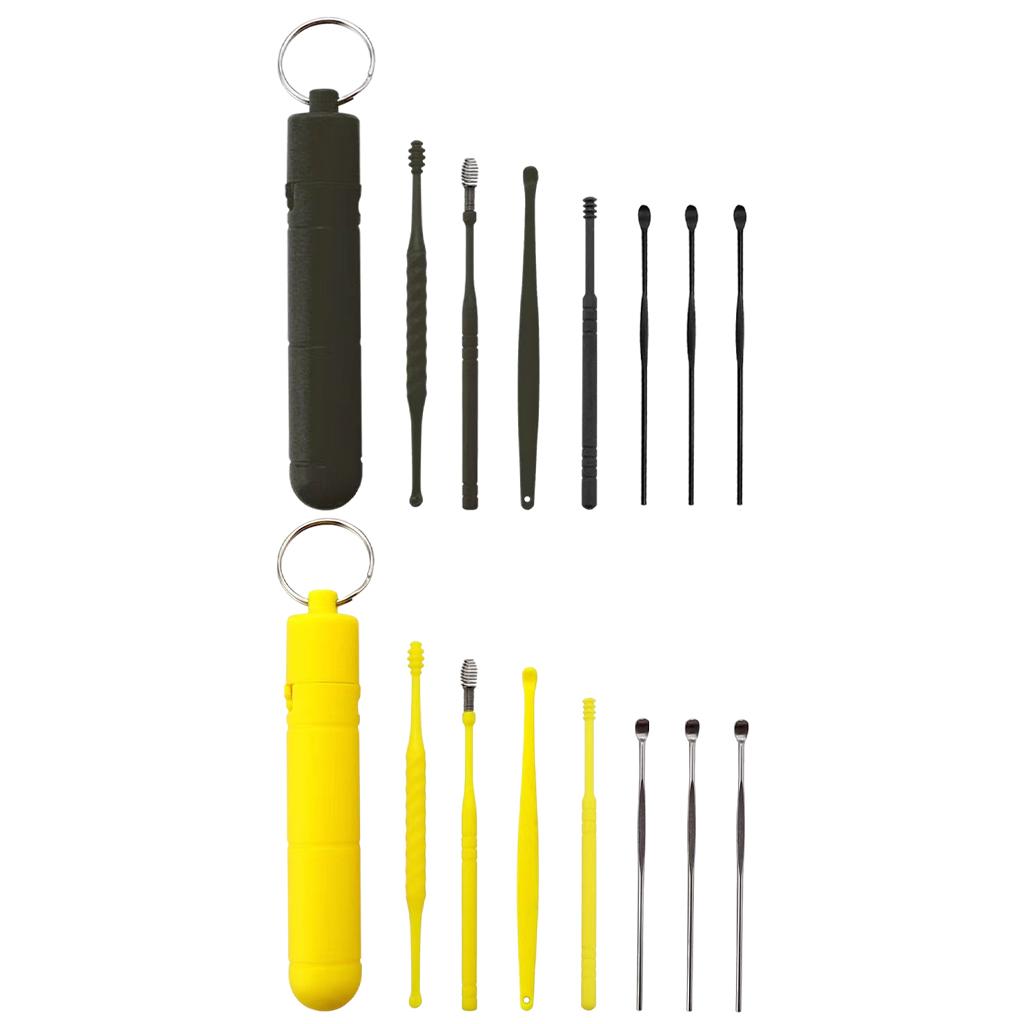 7Pcs Ear Wax Removal Tool Stainless Steel Smooth Ear Care Household Yellow