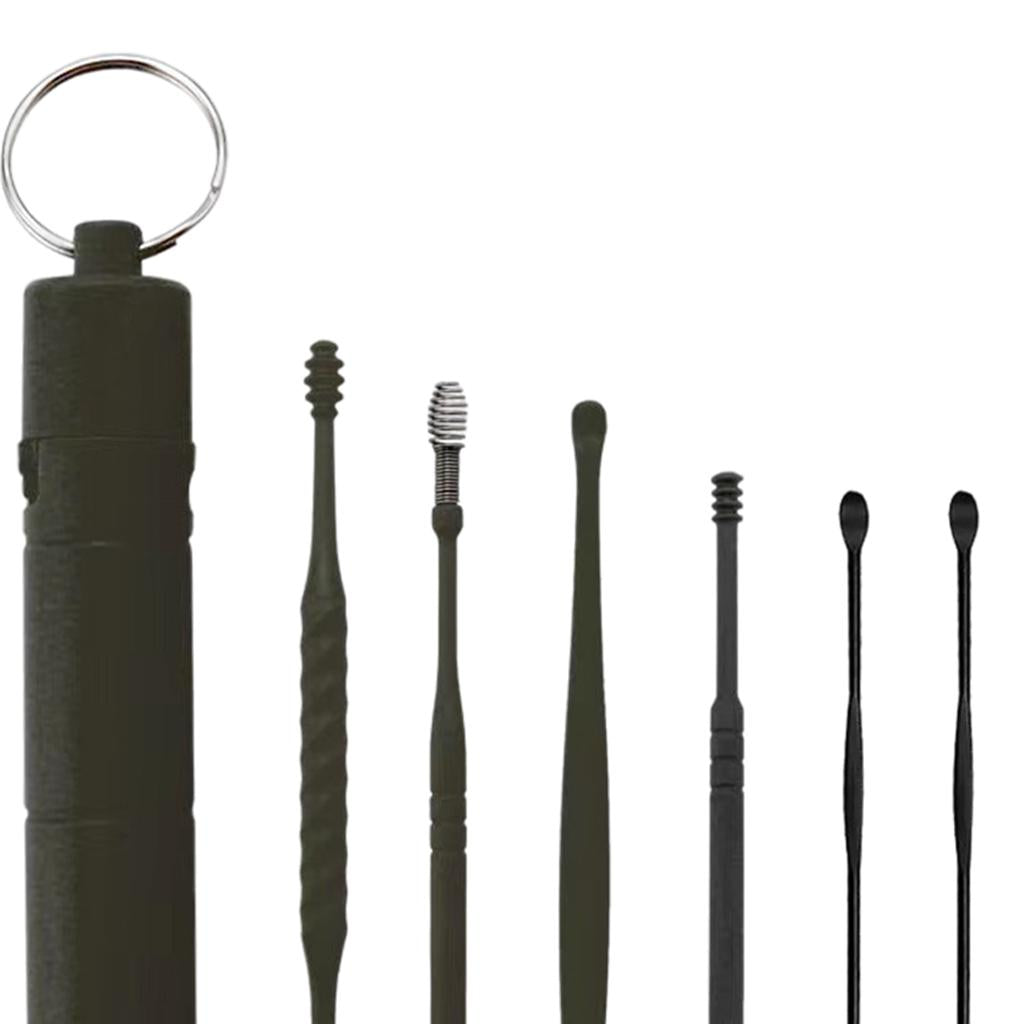 7Pcs Ear Wax Removal Tool Stainless Steel Smooth Ear Care Household Black
