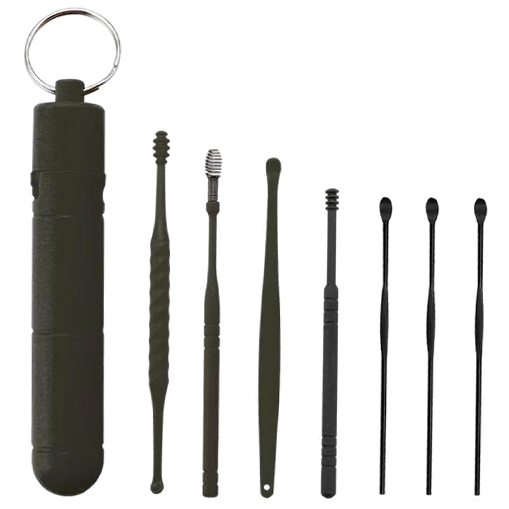7Pcs Ear Wax Removal Tool Stainless Steel Smooth Ear Care Household Black