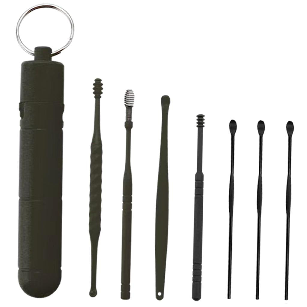 7Pcs Ear Wax Removal Tool Stainless Steel Smooth Ear Care Household Black
