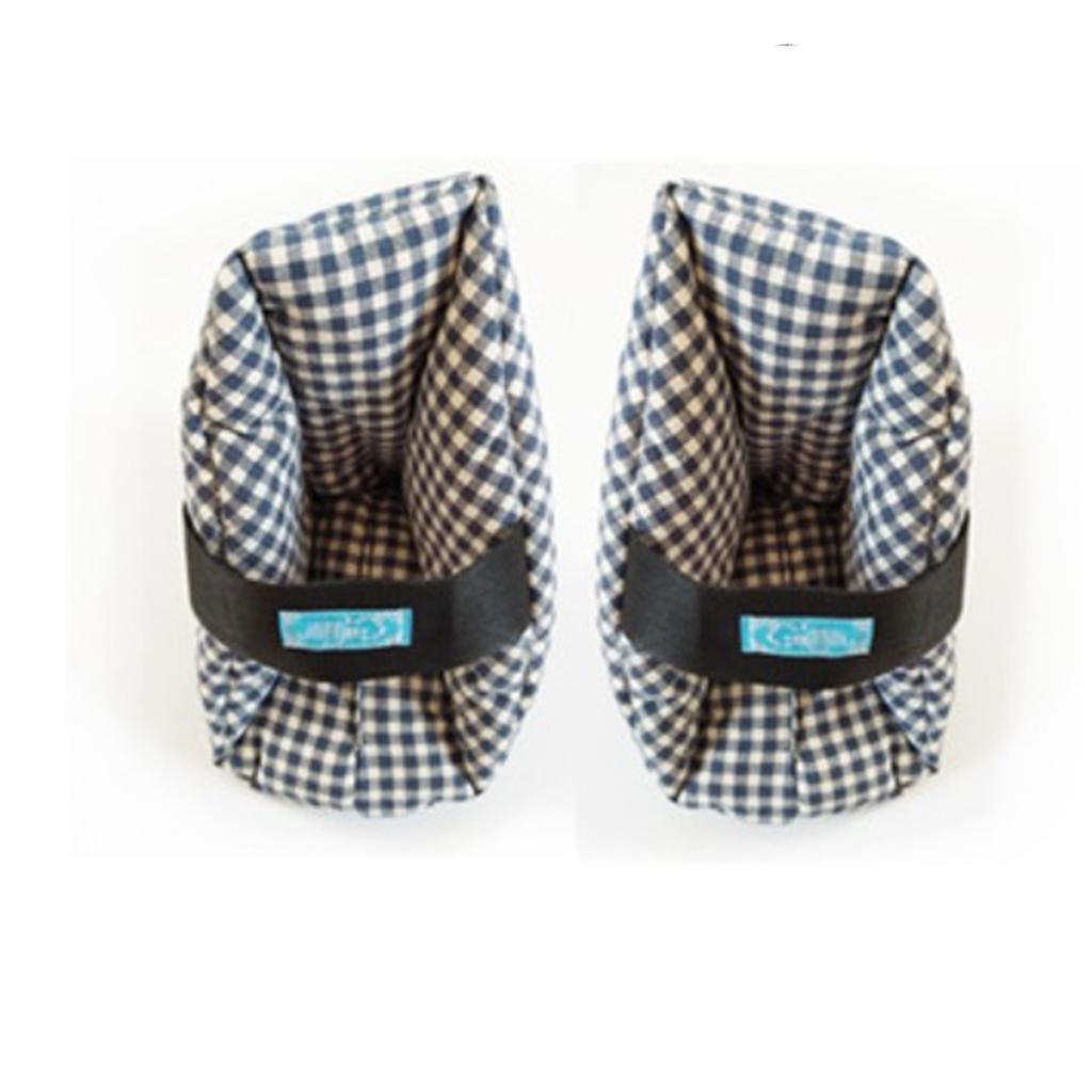 2Pcs Heel Cushion Breathable Soft for Feet Sores Patient blue grid XXL