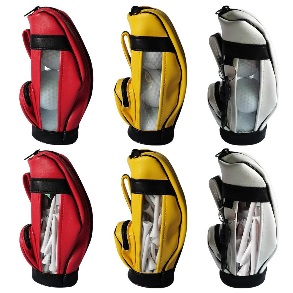 Golf Balls Bag PU Leather Universal for Men Sport Sports Gym Drawstring Bags Red 3Pcs Ball