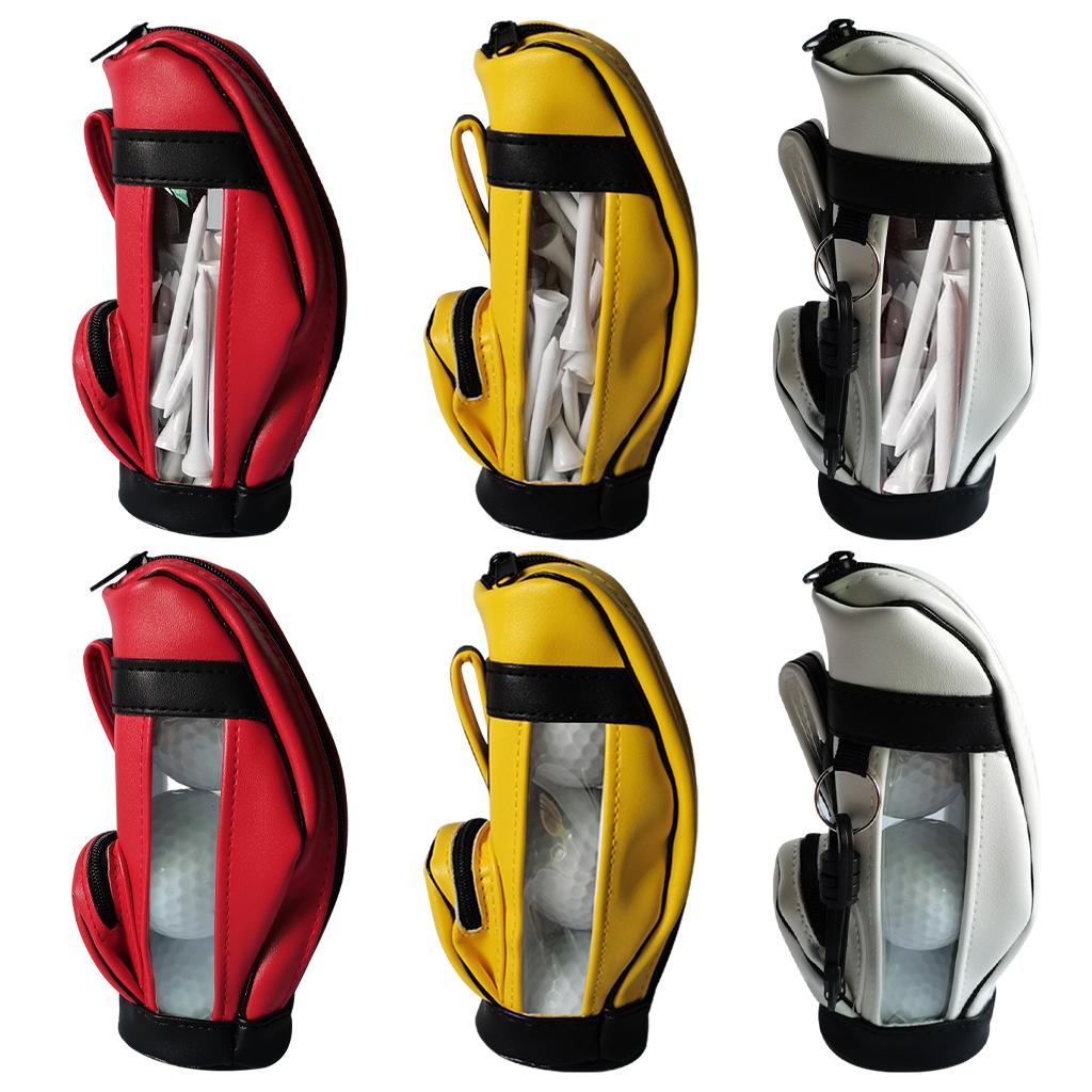 Golf Balls Bag PU Leather Universal for Men Sport Sports Gym Drawstring Bags Red 3Pcs Ball