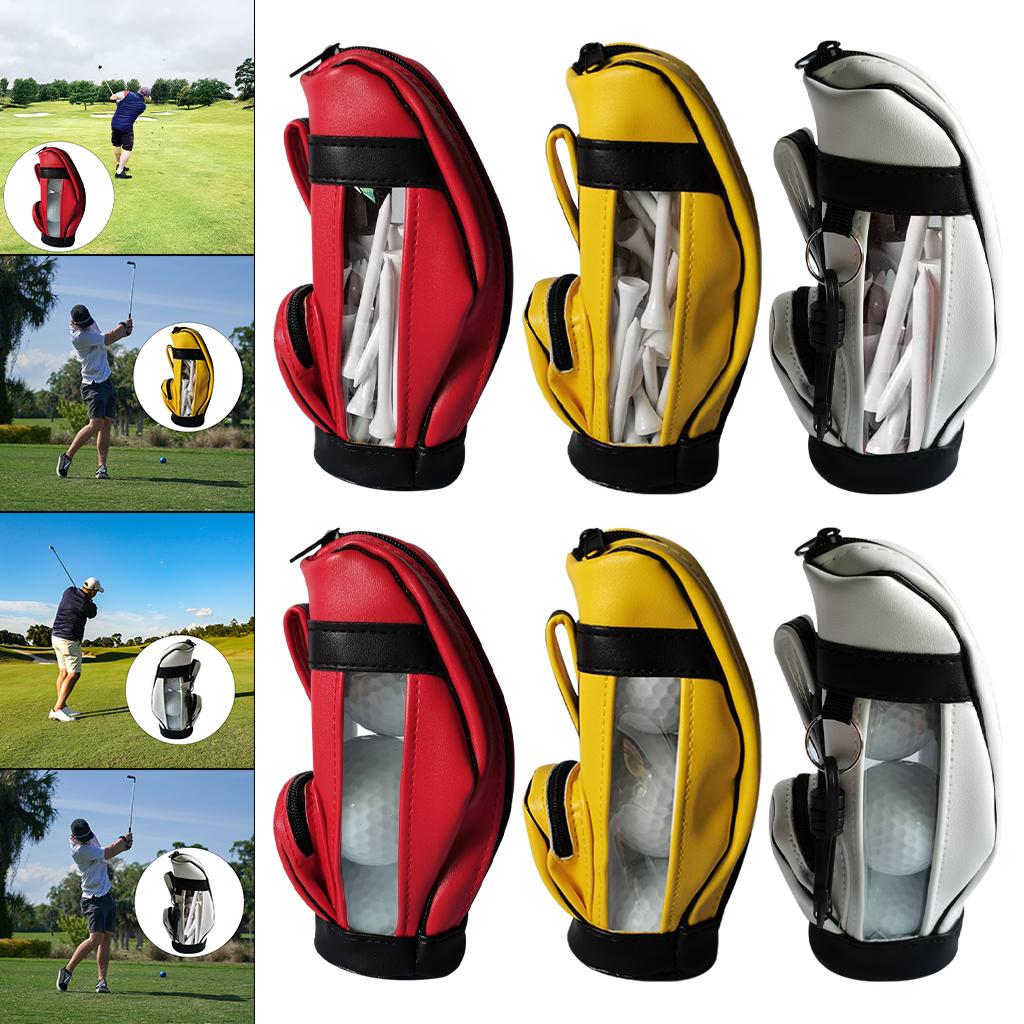 Golf Balls Bag PU Leather Universal for Men Sport Sports Gym Drawstring Bags Red 3Pcs Ball