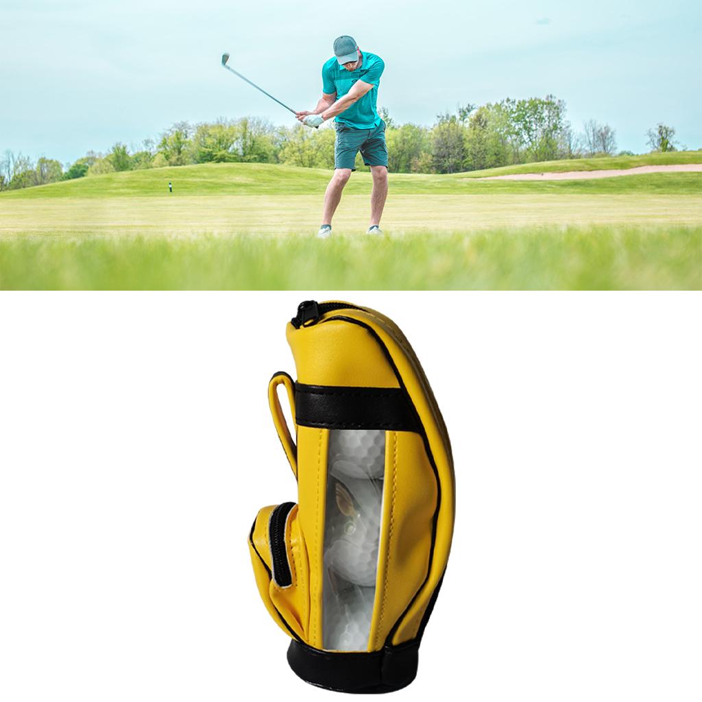 Golf Balls Bag PU Leather Universal for Men Sport Sports Gym Drawstring Bags Yellow 3Pcs Ball