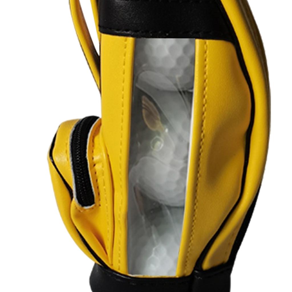 Golf Balls Bag PU Leather Universal for Men Sport Sports Gym Drawstring Bags Yellow 3Pcs Ball