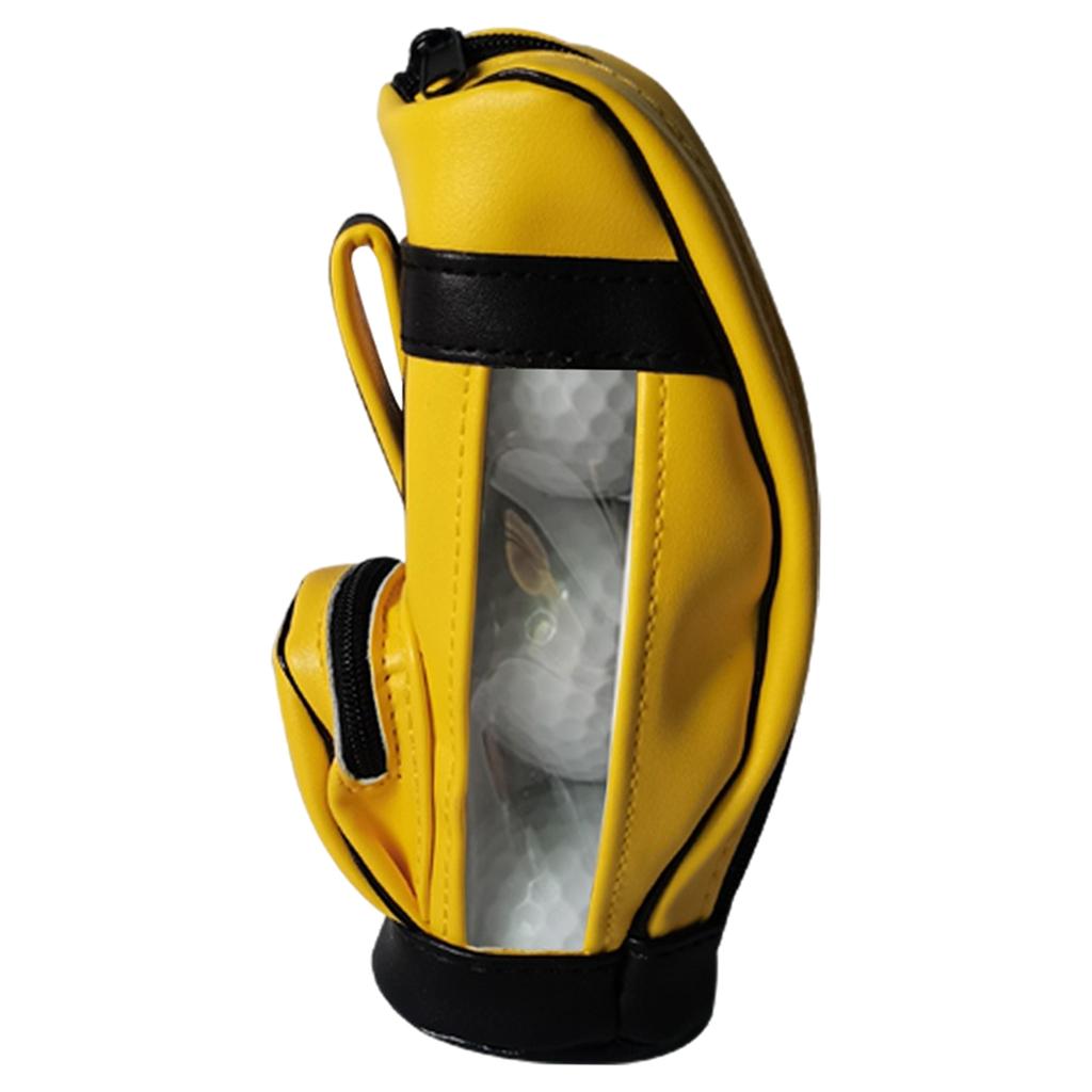 Golf Balls Bag PU Leather Universal for Men Sport Sports Gym Drawstring Bags Yellow 3Pcs Ball