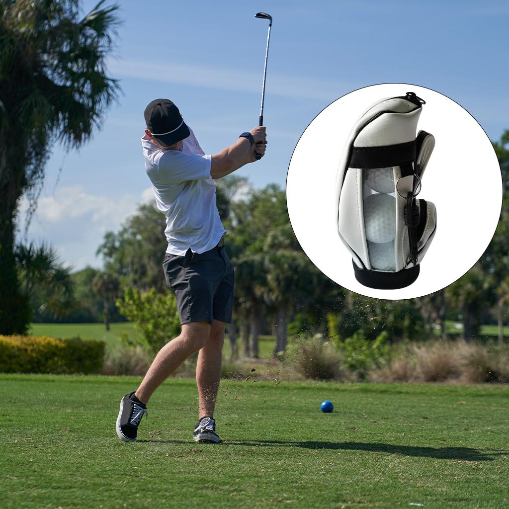 Golf Balls Bag PU Leather Universal for Men Sport Sports Gym Drawstring Bags White 3Pcs Ball