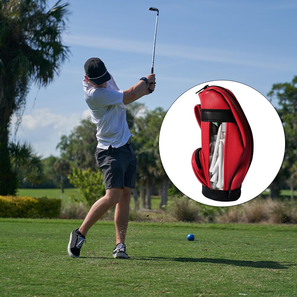 Golf Balls Bag PU Leather Universal for Men Sport Sports Gym Drawstring Bags Red 50Pcs Ball Nail