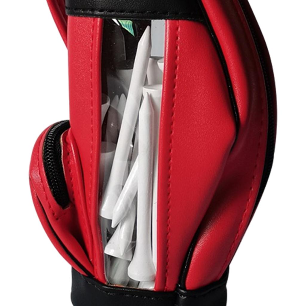 Golf Balls Bag PU Leather Universal for Men Sport Sports Gym Drawstring Bags Red 50Pcs Ball Nail