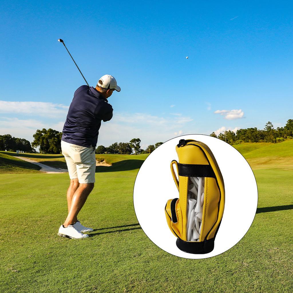 Golf Balls Bag PU Leather Universal for Men Sport Sports Gym Drawstring Bags Yellow 50PcsBallNail