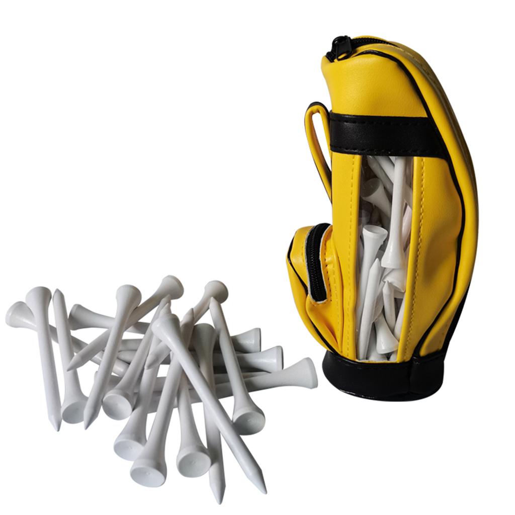 Golf Balls Bag PU Leather Universal for Men Sport Sports Gym Drawstring Bags Yellow 50PcsBallNail