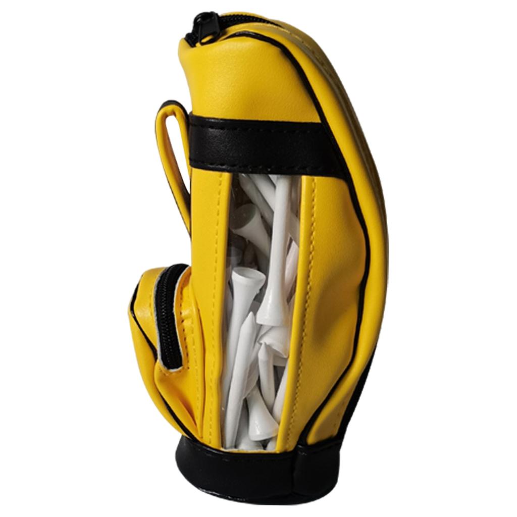 Golf Balls Bag PU Leather Universal for Men Sport Sports Gym Drawstring Bags Yellow 50PcsBallNail