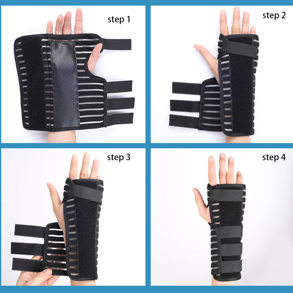 Night Sleep Splint Wrist Brace Support Breathable Medium Black Right