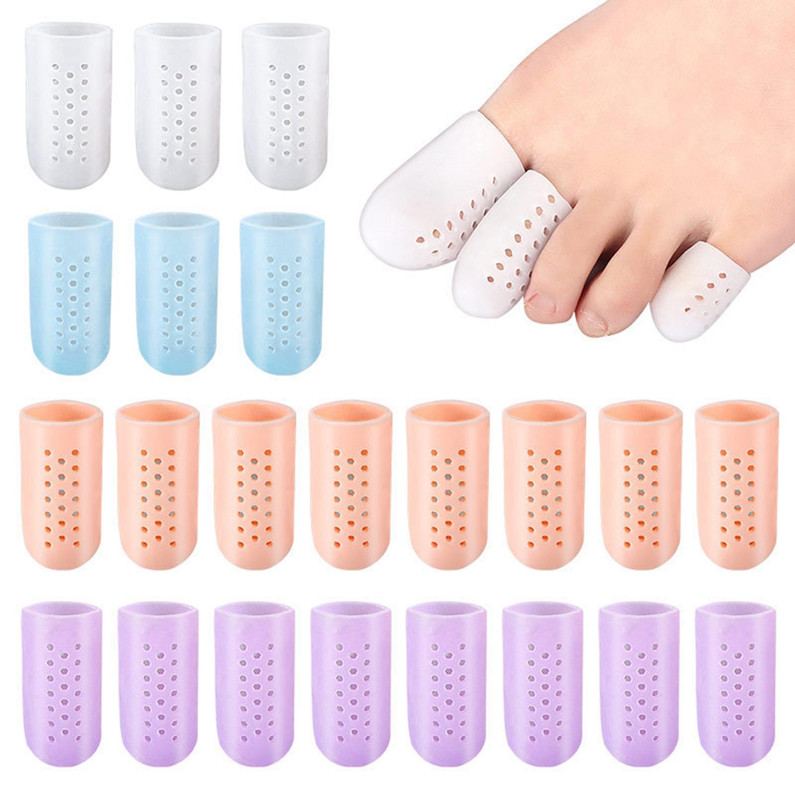 20Pcs Big Toe Caps Holes Protection Cover for Calluses Corns M Blue