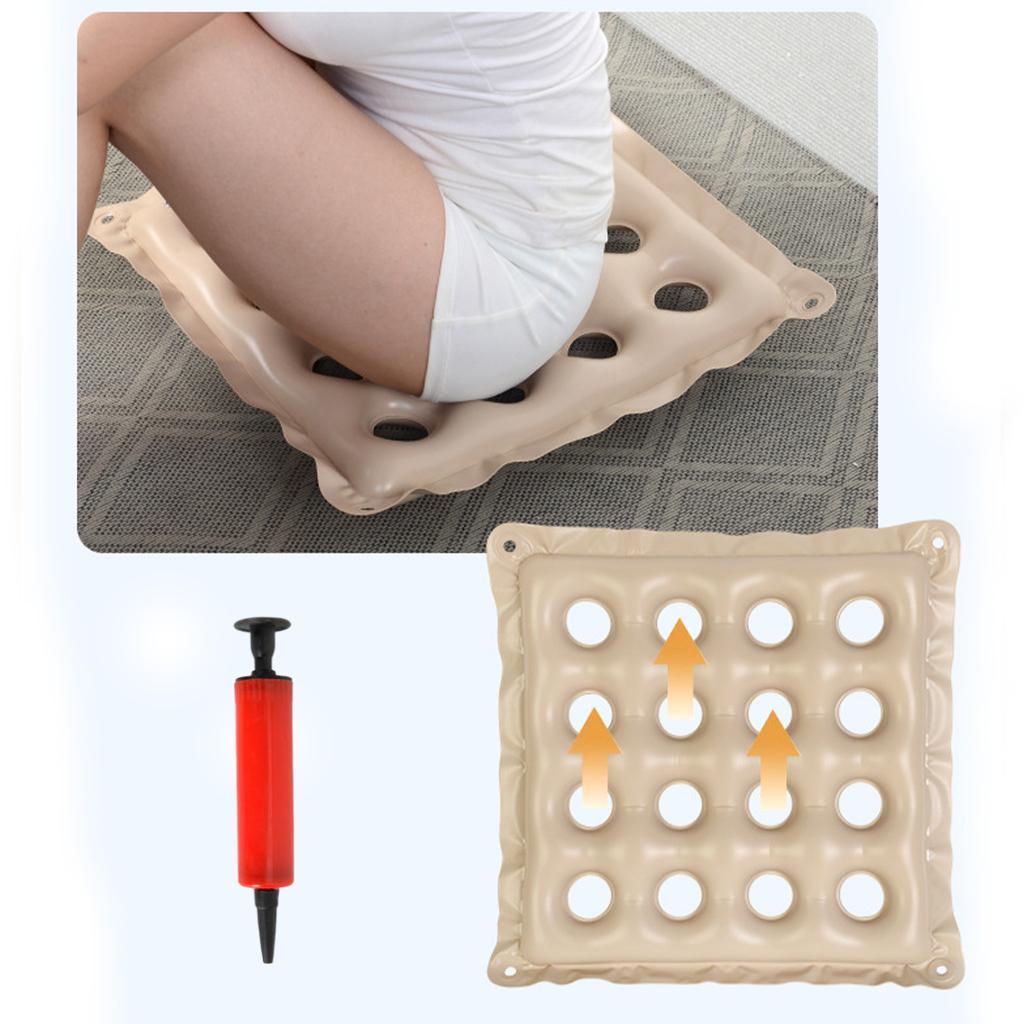 Inflatable Cushion 16 Hole Comfortably for Office Car Adult Beige