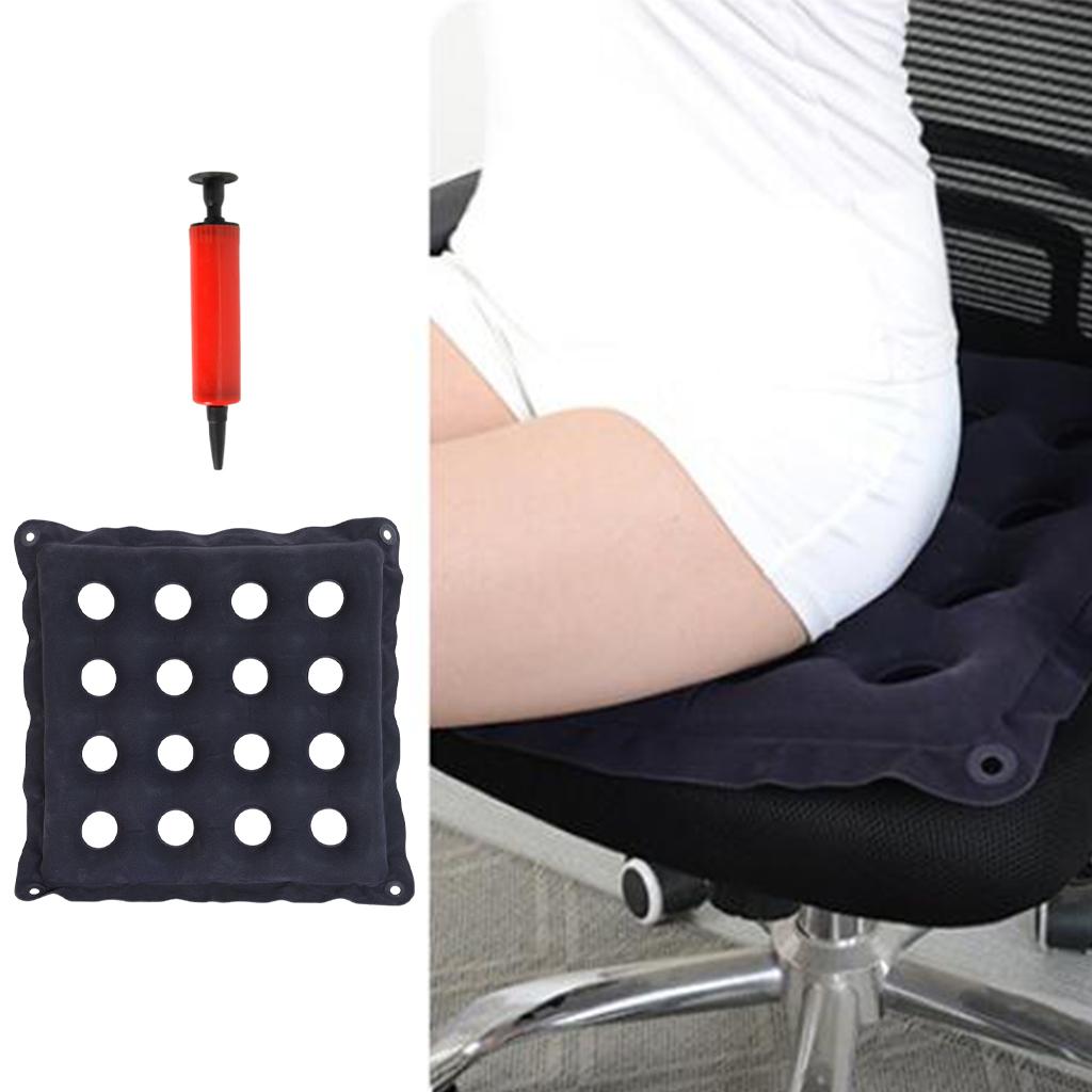 Inflatable Cushion 16 Hole Comfortably for Office Car Adult Flocking blue