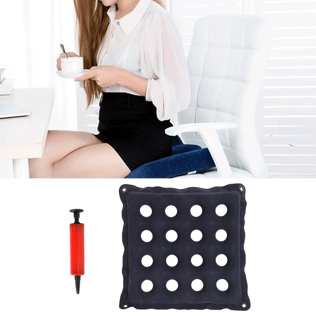 Inflatable Cushion 16 Hole Comfortably for Office Car Adult Flocking blue