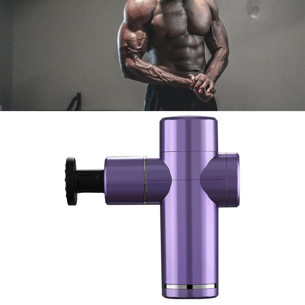 Mini Handheld Massage Gun 5 Heads Electric for Muscle Pain Relieving Purple