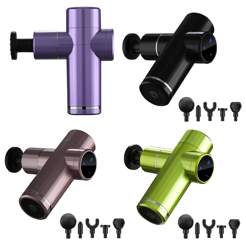 Mini Handheld Massage Gun 5 Heads Electric for Muscle Pain Relieving Purple