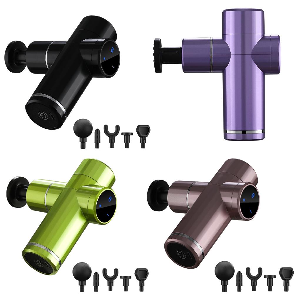 Mini Handheld Massage Gun 5 Heads Electric for Muscle Pain Relieving Purple