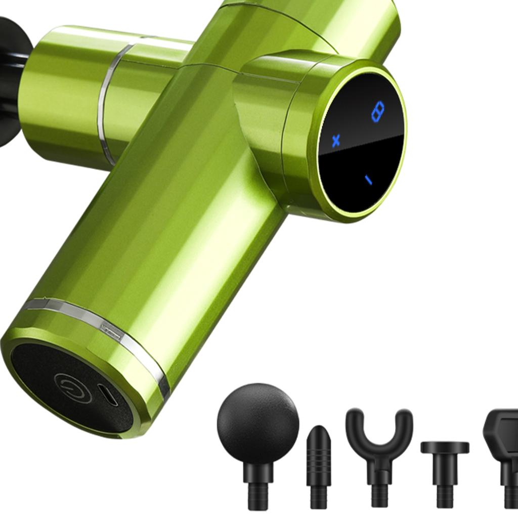 Mini Handheld Massage Gun 5 Heads Electric for Muscle Pain Relieving Green