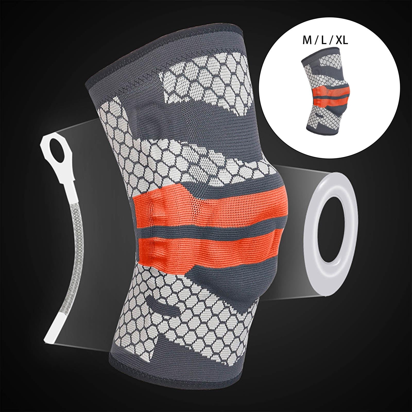 Knee Brace Patella Silicone Gel Pads for Running Volleyball Men Women M