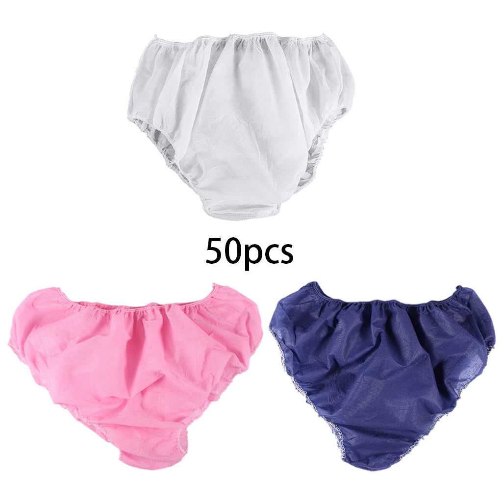50x Disposable Panties with Elastic Waistband Soft for SPA Travel Black