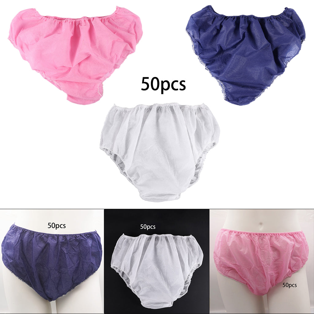 50x Disposable Panties with Elastic Waistband Soft for SPA Travel Black