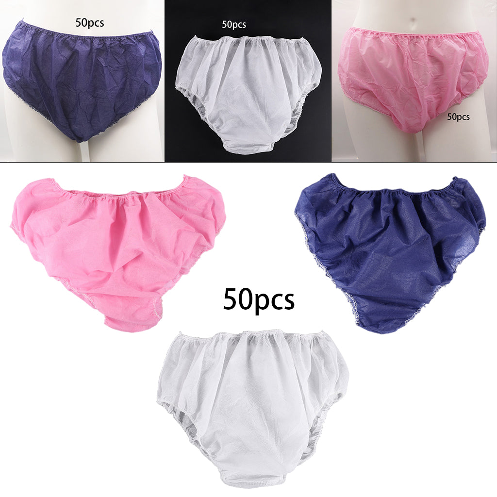 50x Disposable Panties with Elastic Waistband Soft for SPA Travel Black